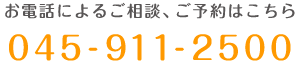 お電話によるご相談、ご予約はこちら 045-911-2500
